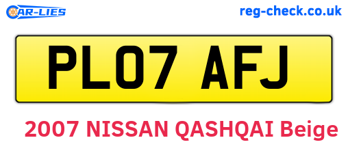 PL07AFJ are the vehicle registration plates.