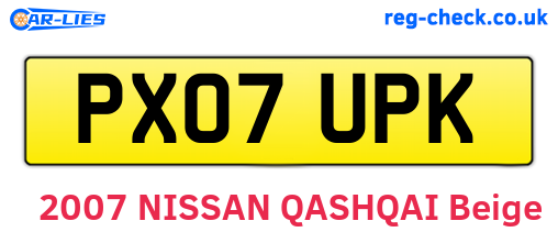 PX07UPK are the vehicle registration plates.