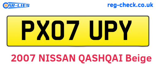 PX07UPY are the vehicle registration plates.