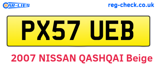 PX57UEB are the vehicle registration plates.