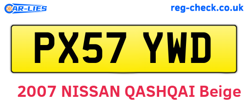 PX57YWD are the vehicle registration plates.