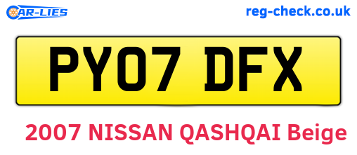 PY07DFX are the vehicle registration plates.