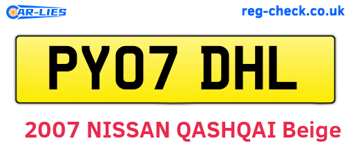PY07DHL are the vehicle registration plates.