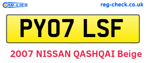PY07LSF are the vehicle registration plates.