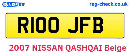 R100JFB are the vehicle registration plates.