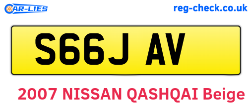 S66JAV are the vehicle registration plates.