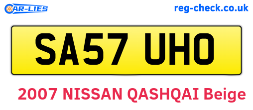 SA57UHO are the vehicle registration plates.