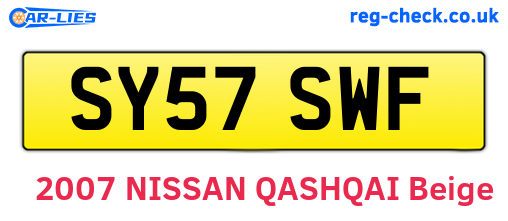 SY57SWF are the vehicle registration plates.