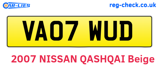 VA07WUD are the vehicle registration plates.