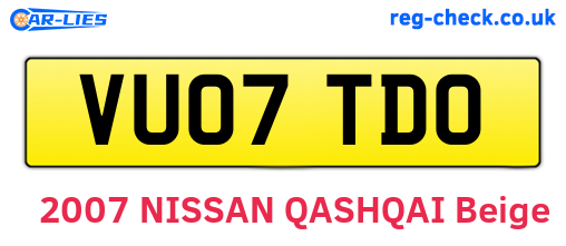 VU07TDO are the vehicle registration plates.