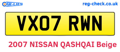 VX07RWN are the vehicle registration plates.