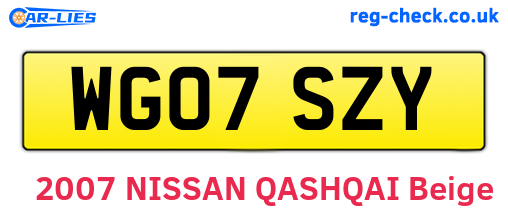WG07SZY are the vehicle registration plates.