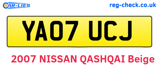 YA07UCJ are the vehicle registration plates.