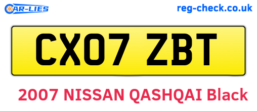 CX07ZBT are the vehicle registration plates.