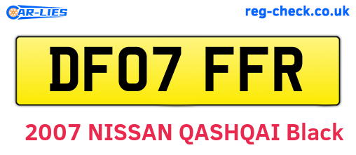 DF07FFR are the vehicle registration plates.