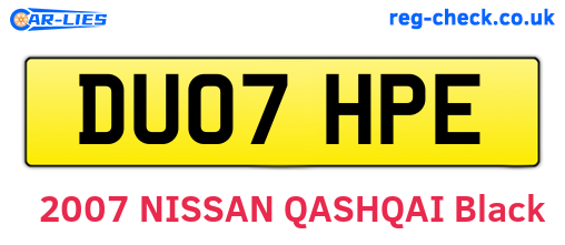 DU07HPE are the vehicle registration plates.