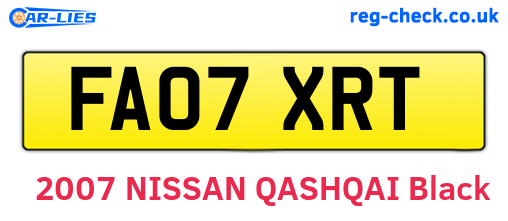 FA07XRT are the vehicle registration plates.