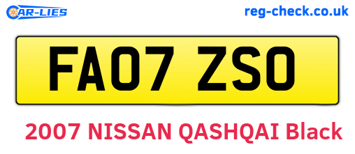 FA07ZSO are the vehicle registration plates.