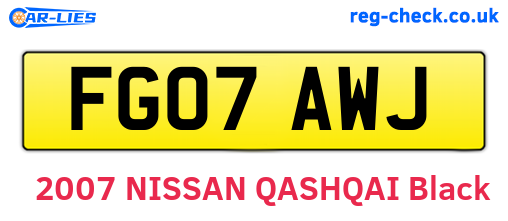 FG07AWJ are the vehicle registration plates.