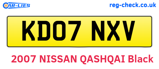 KD07NXV are the vehicle registration plates.