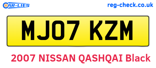 MJ07KZM are the vehicle registration plates.