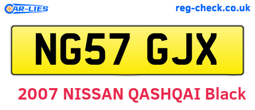 NG57GJX are the vehicle registration plates.