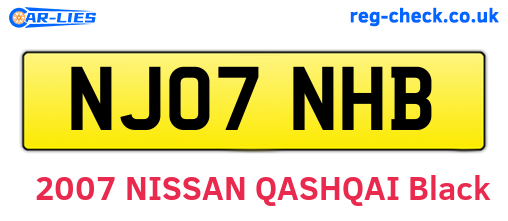 NJ07NHB are the vehicle registration plates.