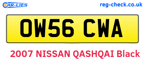 OW56CWA are the vehicle registration plates.