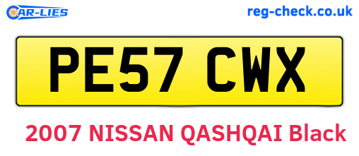 PE57CWX are the vehicle registration plates.