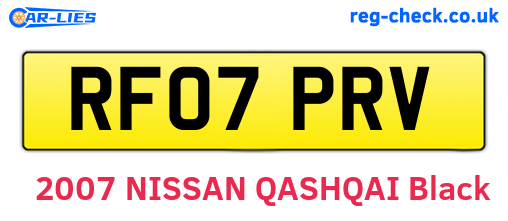 RF07PRV are the vehicle registration plates.