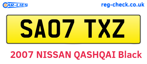 SA07TXZ are the vehicle registration plates.