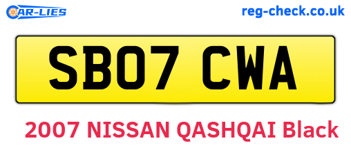 SB07CWA are the vehicle registration plates.