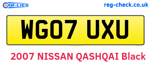 WG07UXU are the vehicle registration plates.