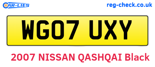 WG07UXY are the vehicle registration plates.