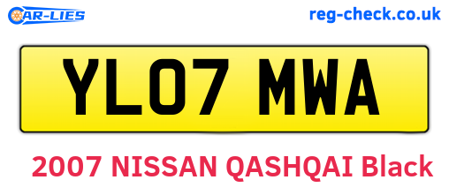 YL07MWA are the vehicle registration plates.