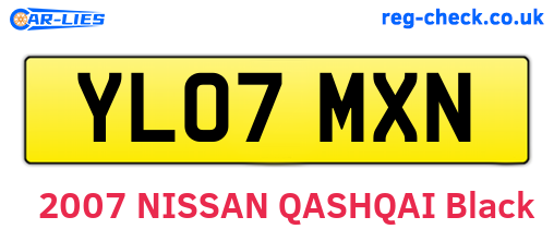 YL07MXN are the vehicle registration plates.