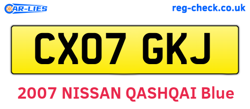 CX07GKJ are the vehicle registration plates.