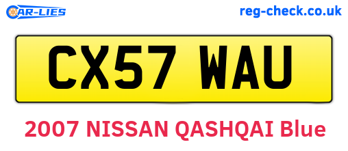 CX57WAU are the vehicle registration plates.