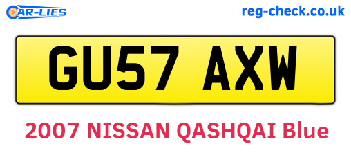 GU57AXW are the vehicle registration plates.