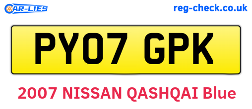 PY07GPK are the vehicle registration plates.