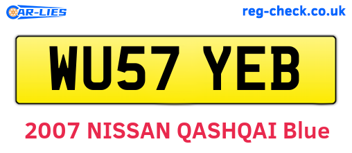WU57YEB are the vehicle registration plates.