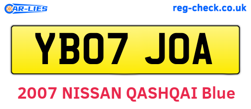 YB07JOA are the vehicle registration plates.