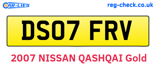 DS07FRV are the vehicle registration plates.