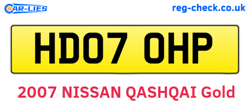 HD07OHP are the vehicle registration plates.