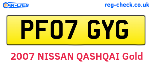 PF07GYG are the vehicle registration plates.