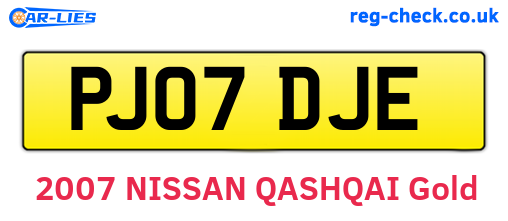 PJ07DJE are the vehicle registration plates.