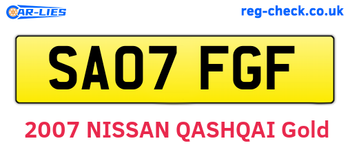 SA07FGF are the vehicle registration plates.