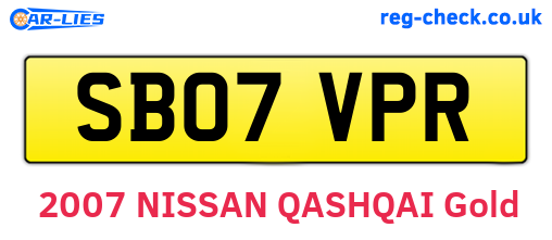 SB07VPR are the vehicle registration plates.