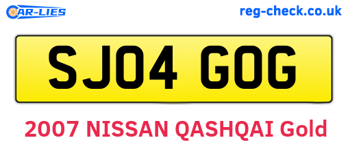 SJ04GOG are the vehicle registration plates.