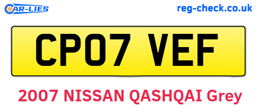 CP07VEF are the vehicle registration plates.